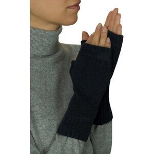 Women's Black Half Finger Fingerless Knitted Winter Warmers Mittens Gloves